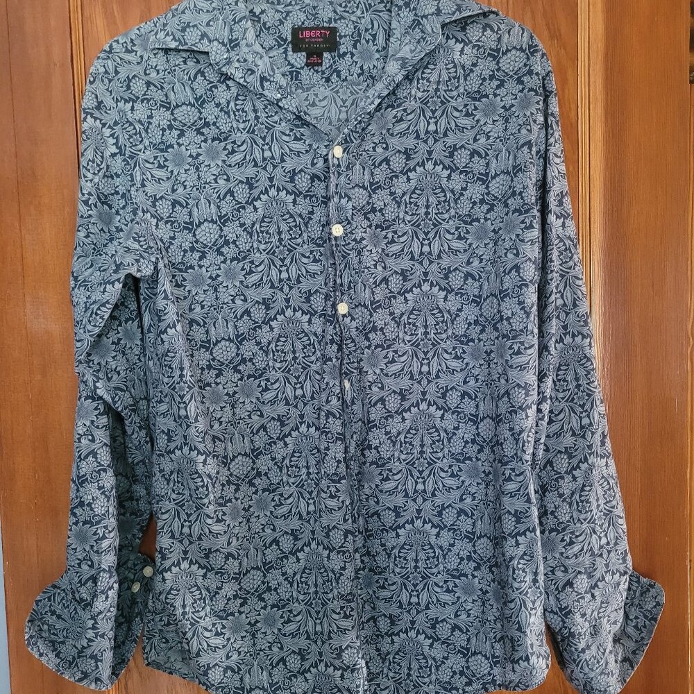 Liberty of London blue button up with fun pattern